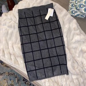 Midi Pencil Skirt Grid Design